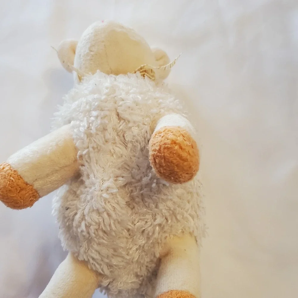 Carter's Child Of‎ Mine Plush Shaggy Lamb Rattle Yellow Ribbon Bow